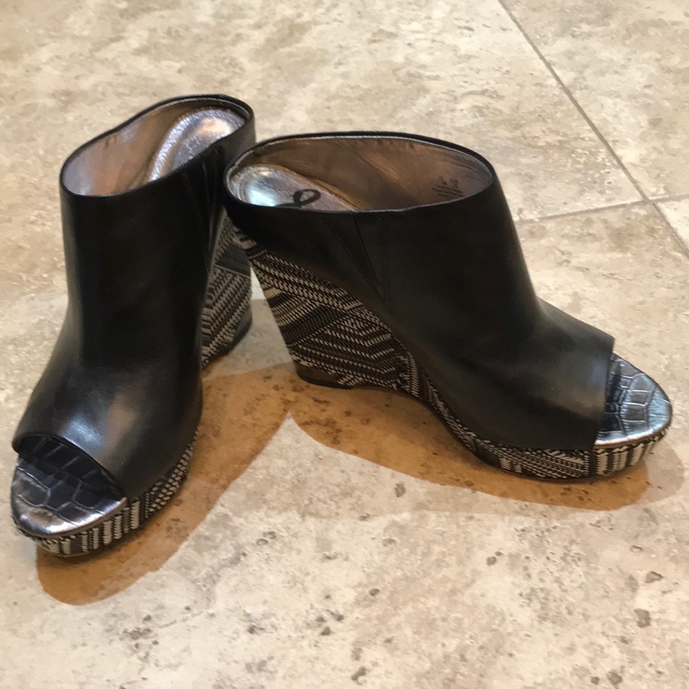 Slip on wedge mules